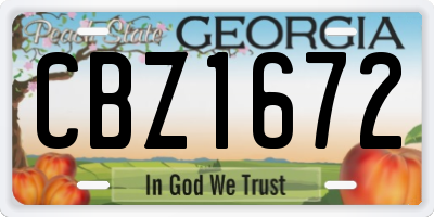 GA license plate CBZ1672