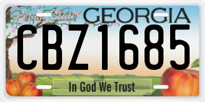 GA license plate CBZ1685
