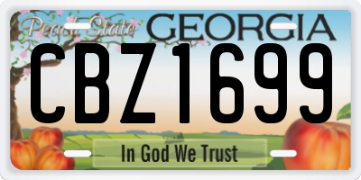 GA license plate CBZ1699