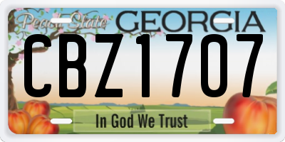 GA license plate CBZ1707