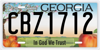 GA license plate CBZ1712