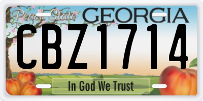 GA license plate CBZ1714