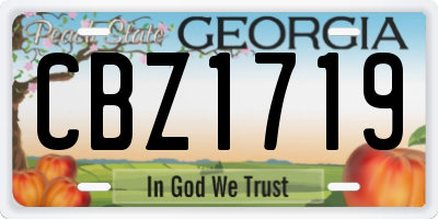 GA license plate CBZ1719