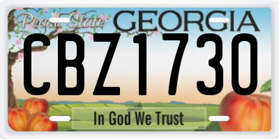 GA license plate CBZ1730