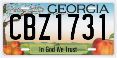 GA license plate CBZ1731