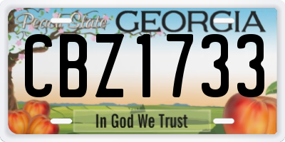 GA license plate CBZ1733