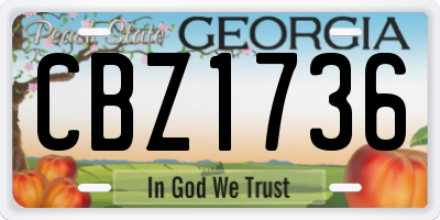 GA license plate CBZ1736