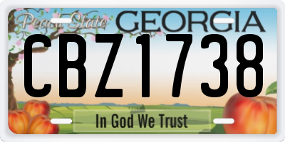 GA license plate CBZ1738
