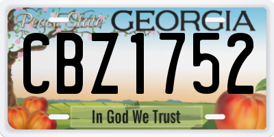 GA license plate CBZ1752