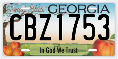 GA license plate CBZ1753