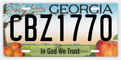 GA license plate CBZ1770