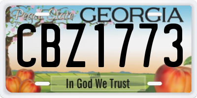 GA license plate CBZ1773