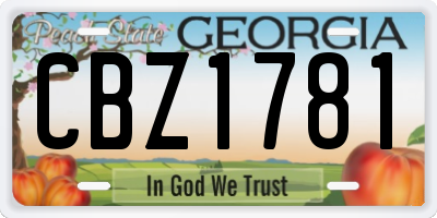GA license plate CBZ1781