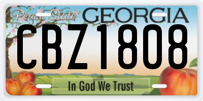 GA license plate CBZ1808