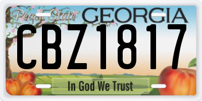 GA license plate CBZ1817