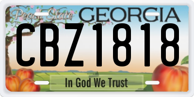 GA license plate CBZ1818