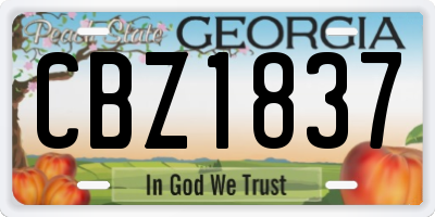 GA license plate CBZ1837