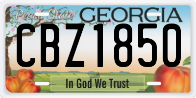 GA license plate CBZ1850