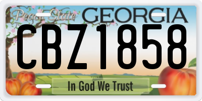 GA license plate CBZ1858