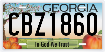 GA license plate CBZ1860