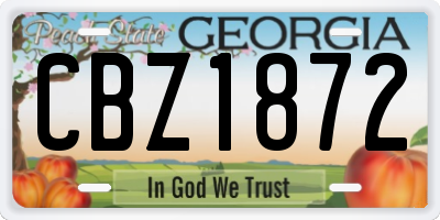 GA license plate CBZ1872