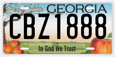 GA license plate CBZ1888