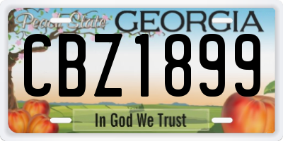 GA license plate CBZ1899