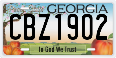 GA license plate CBZ1902