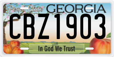 GA license plate CBZ1903