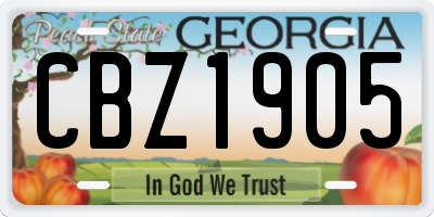 GA license plate CBZ1905