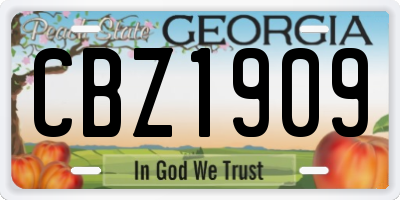 GA license plate CBZ1909