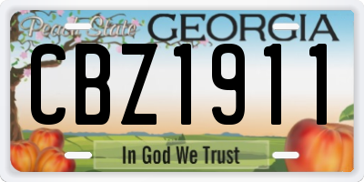 GA license plate CBZ1911