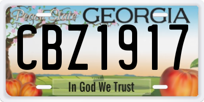 GA license plate CBZ1917