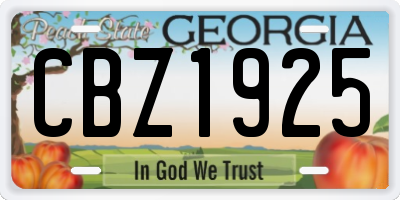 GA license plate CBZ1925