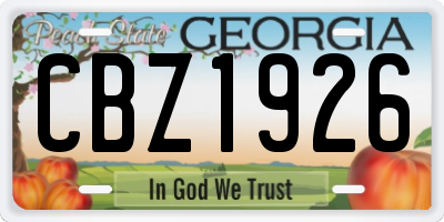 GA license plate CBZ1926