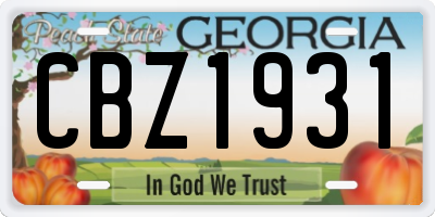 GA license plate CBZ1931