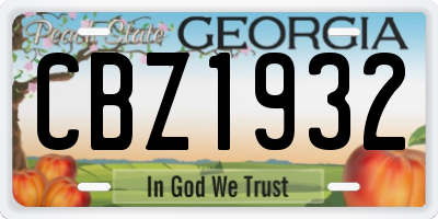 GA license plate CBZ1932