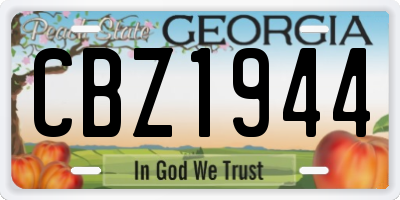 GA license plate CBZ1944