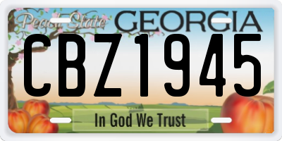 GA license plate CBZ1945