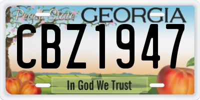 GA license plate CBZ1947