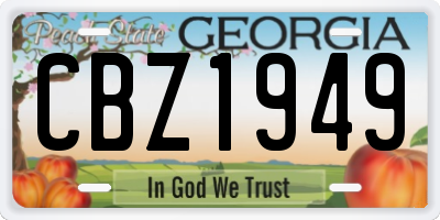 GA license plate CBZ1949