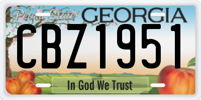 GA license plate CBZ1951