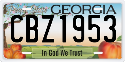 GA license plate CBZ1953