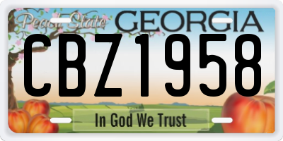 GA license plate CBZ1958