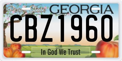 GA license plate CBZ1960