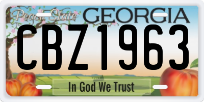 GA license plate CBZ1963