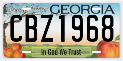 GA license plate CBZ1968