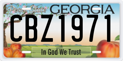 GA license plate CBZ1971
