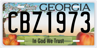 GA license plate CBZ1973