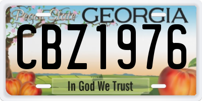 GA license plate CBZ1976
